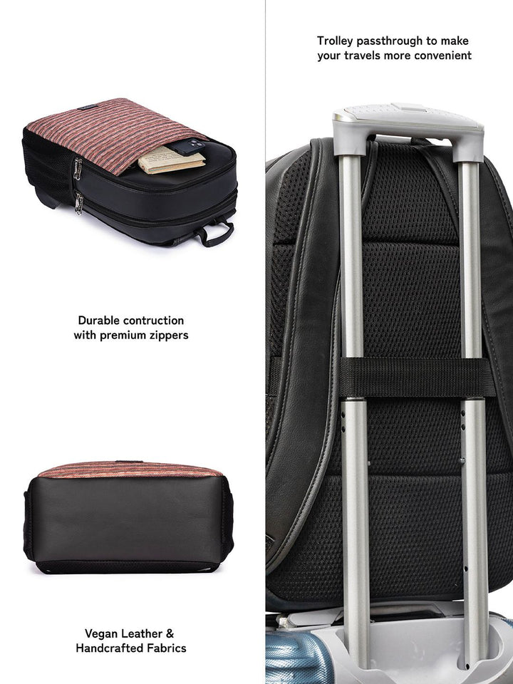 ZOUK Unisex Striped Water Resistance Backpack Up To 16 Inch
