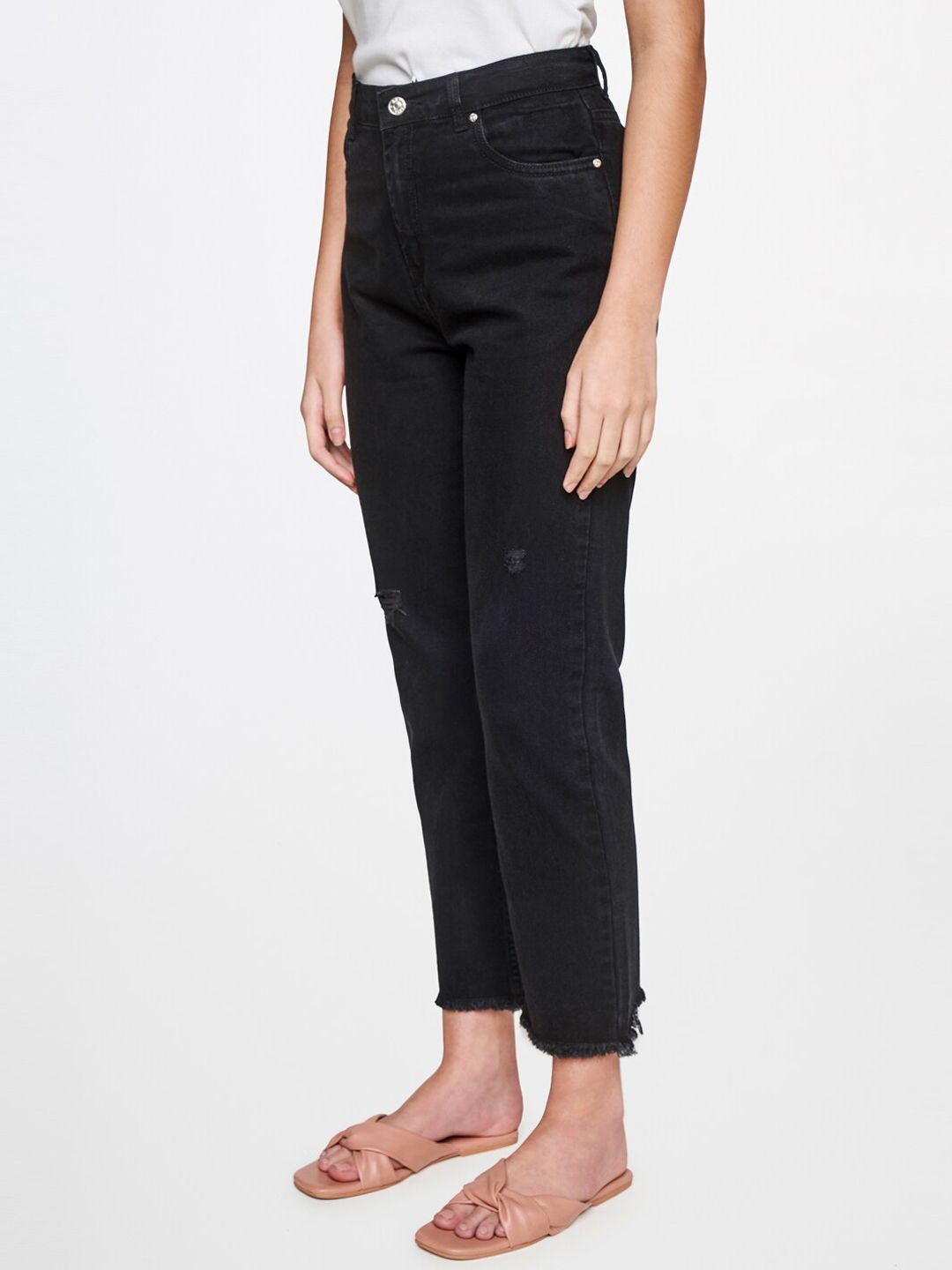 AND Women Black Mom Fit Trousers