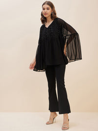 Antheaa Embellished V-Neck Top & Trousers