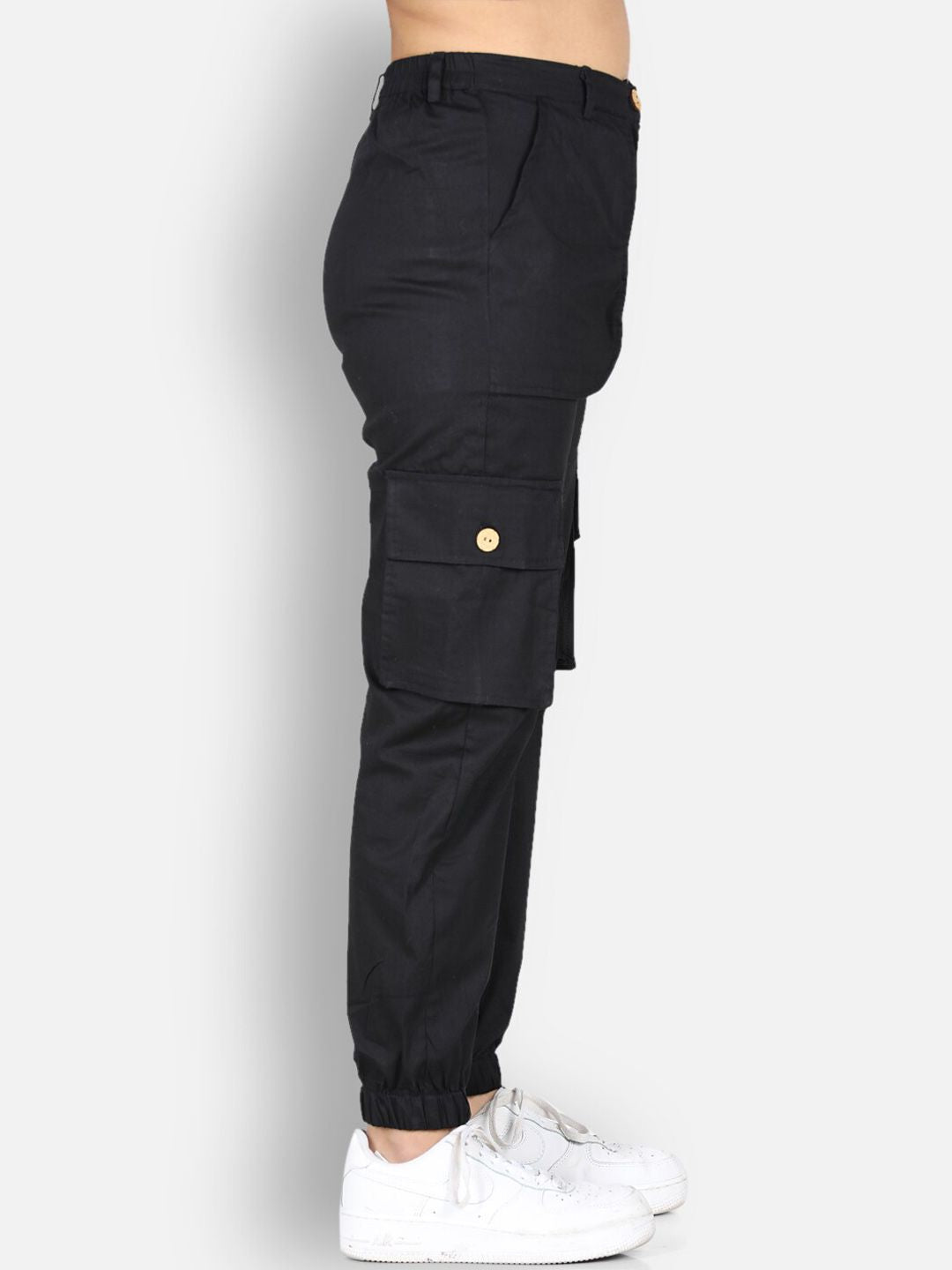 Cutiekins Girls Black High-Rise Cargos Trouser