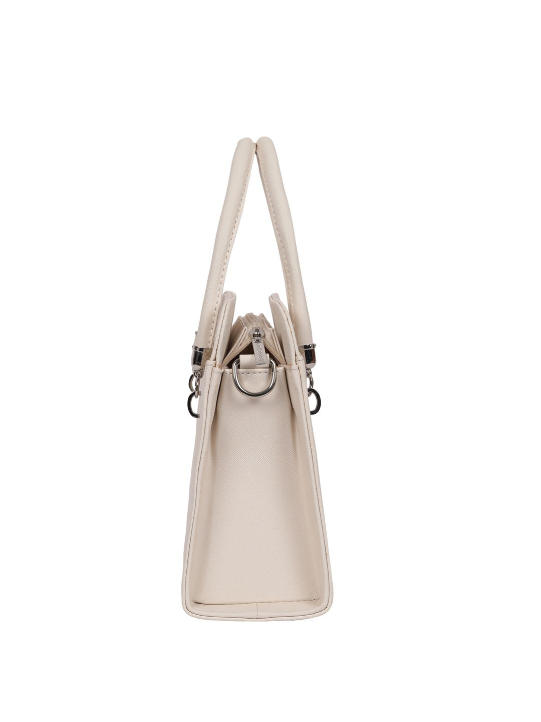 Lino Perros Off-White Solid Handheld Bag with Detachable Sling Strap