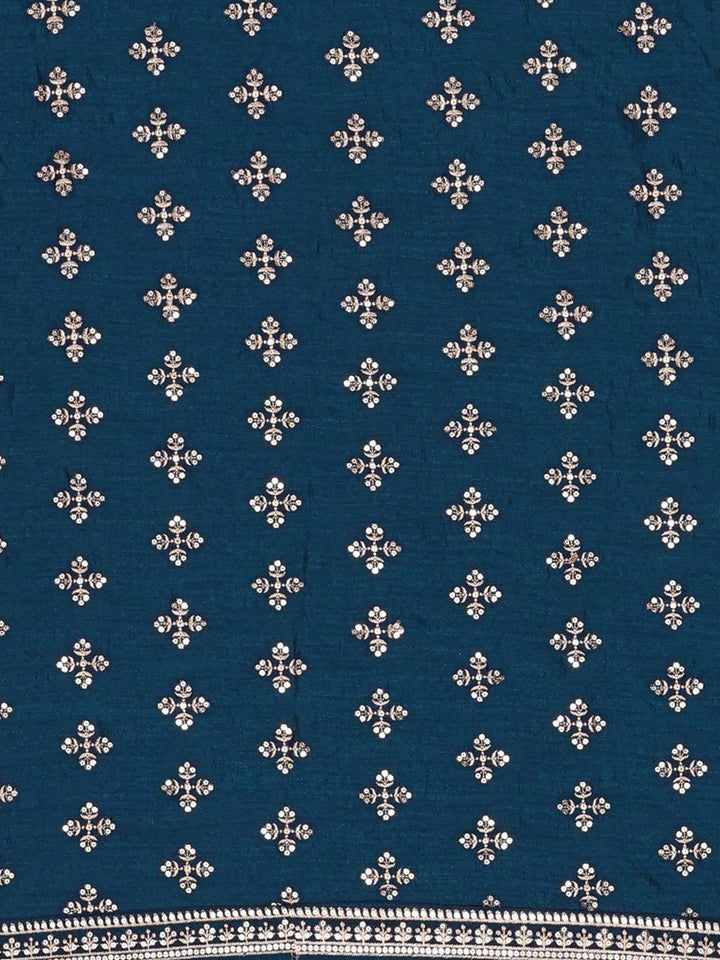 Motif etnik kalini bersulam kurta lurus dengan seluar & dupatta