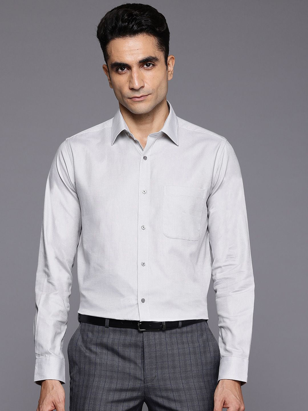 Raymond Pure Cotton Self-Design Slim Fit Formal Shirt