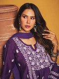 House of Chikankari Sonam Purple Chanderi Set Kurta Chikankari Dengan Dupatta