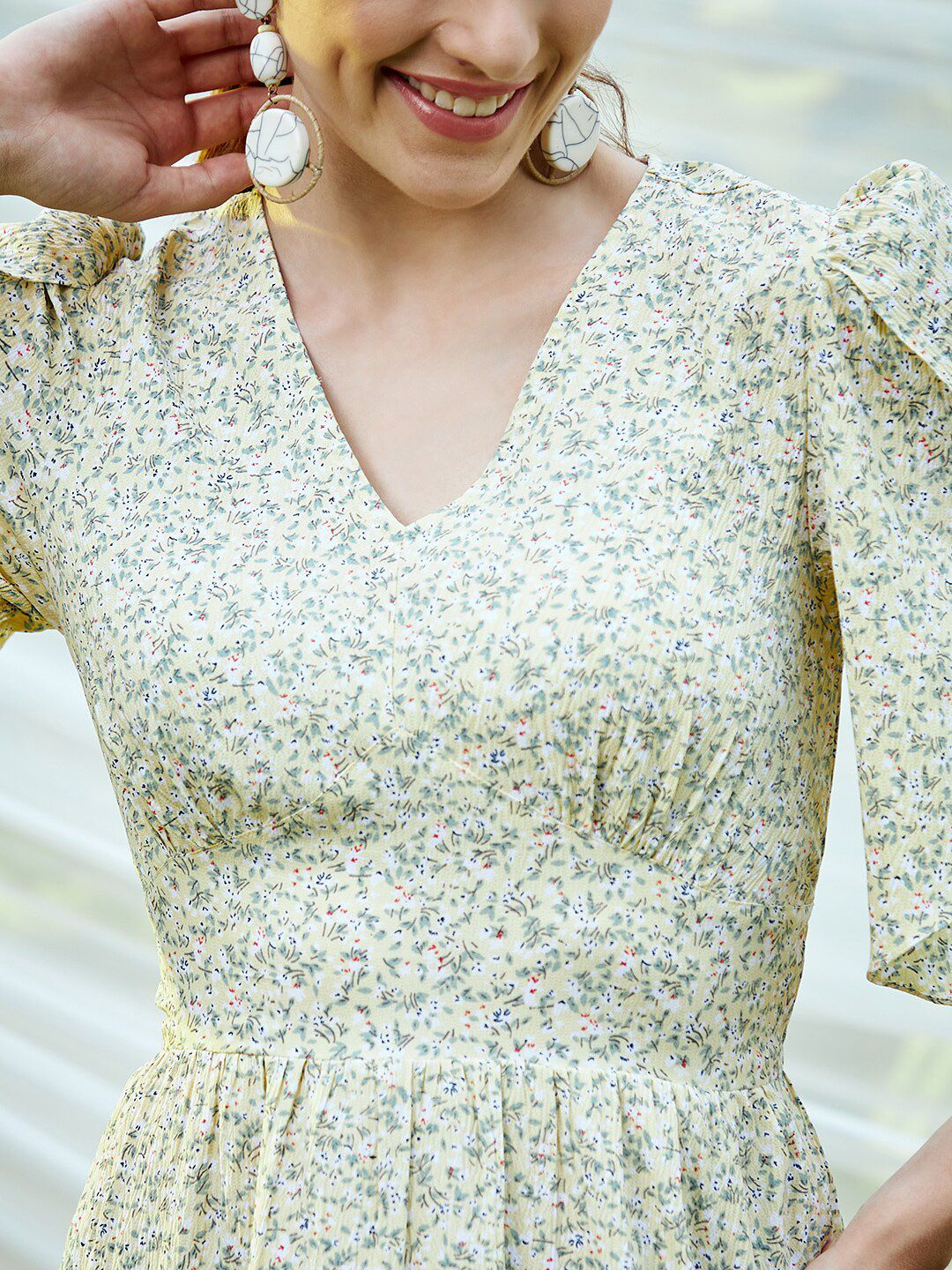 Athena Women Yellow Floral Dress