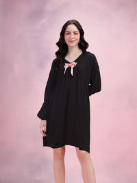DressBerry Tie-Up Crinkled A-Line Dress