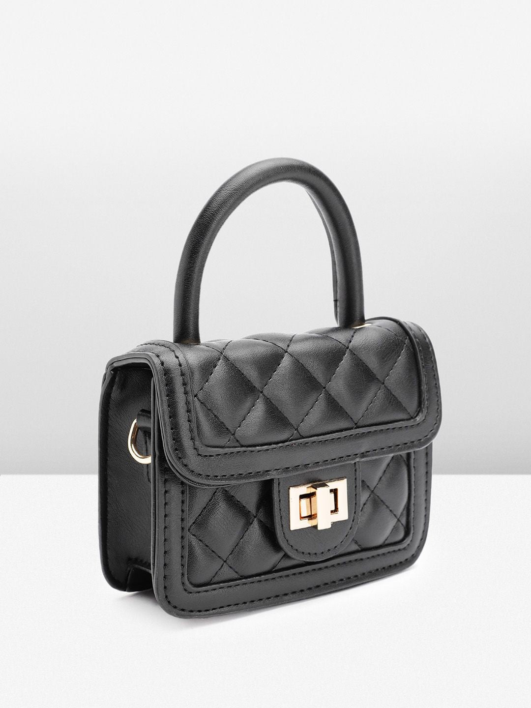 DressBerry Structured Quilted Satchel Bag