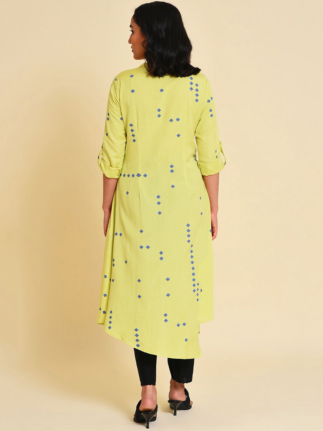 W Geometric Printed Asymmetric A-Line Kurta with Trousers