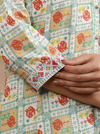 W Ethnic Motifs Printed Mandarin Collar A-Line Kurta With Legging