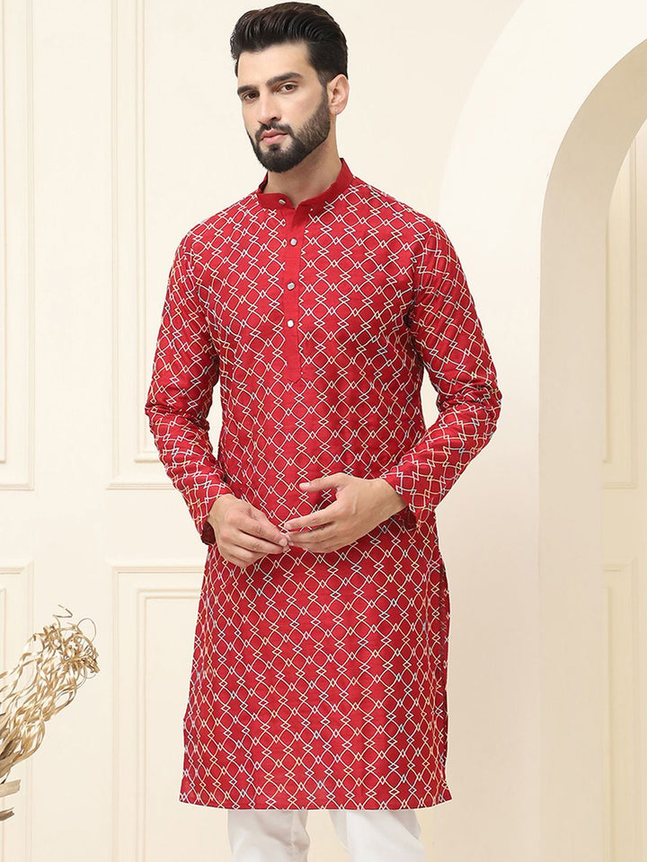 SOJANYA Men Geometric Embroidered Thread Work Kurta