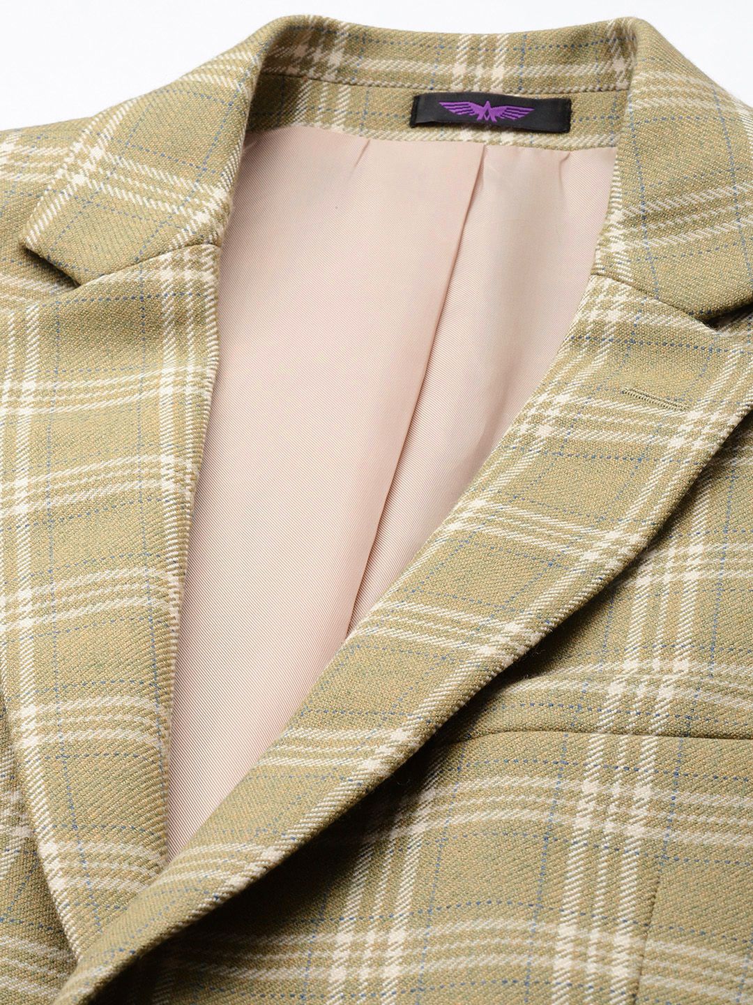Park Avenue Notched Lapel Single Breasted Checked Slim Fit Formal Blazer
