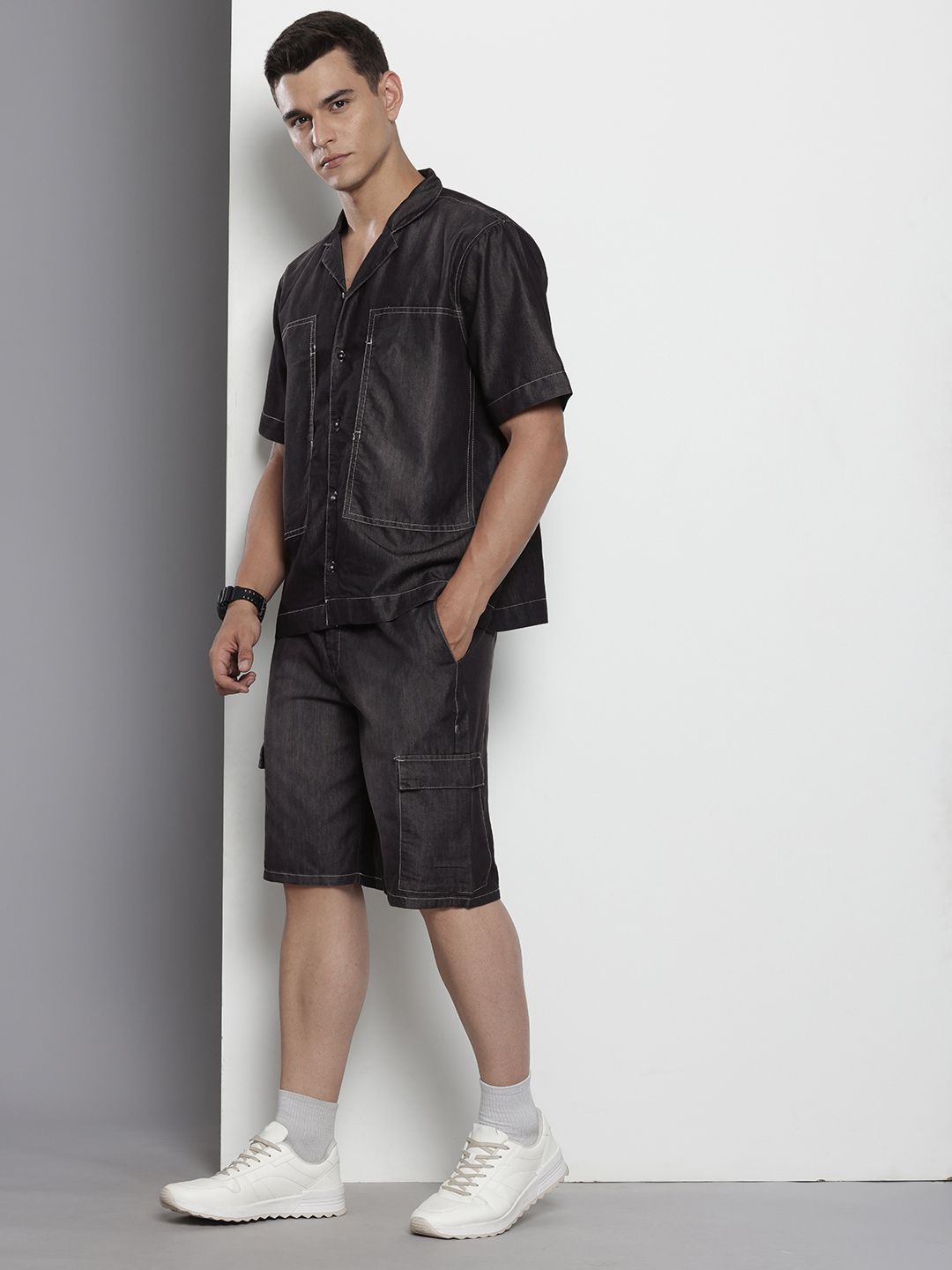 The Indian Garage Co Faded Boxy Fit Denim Utility Casual Co-Ords