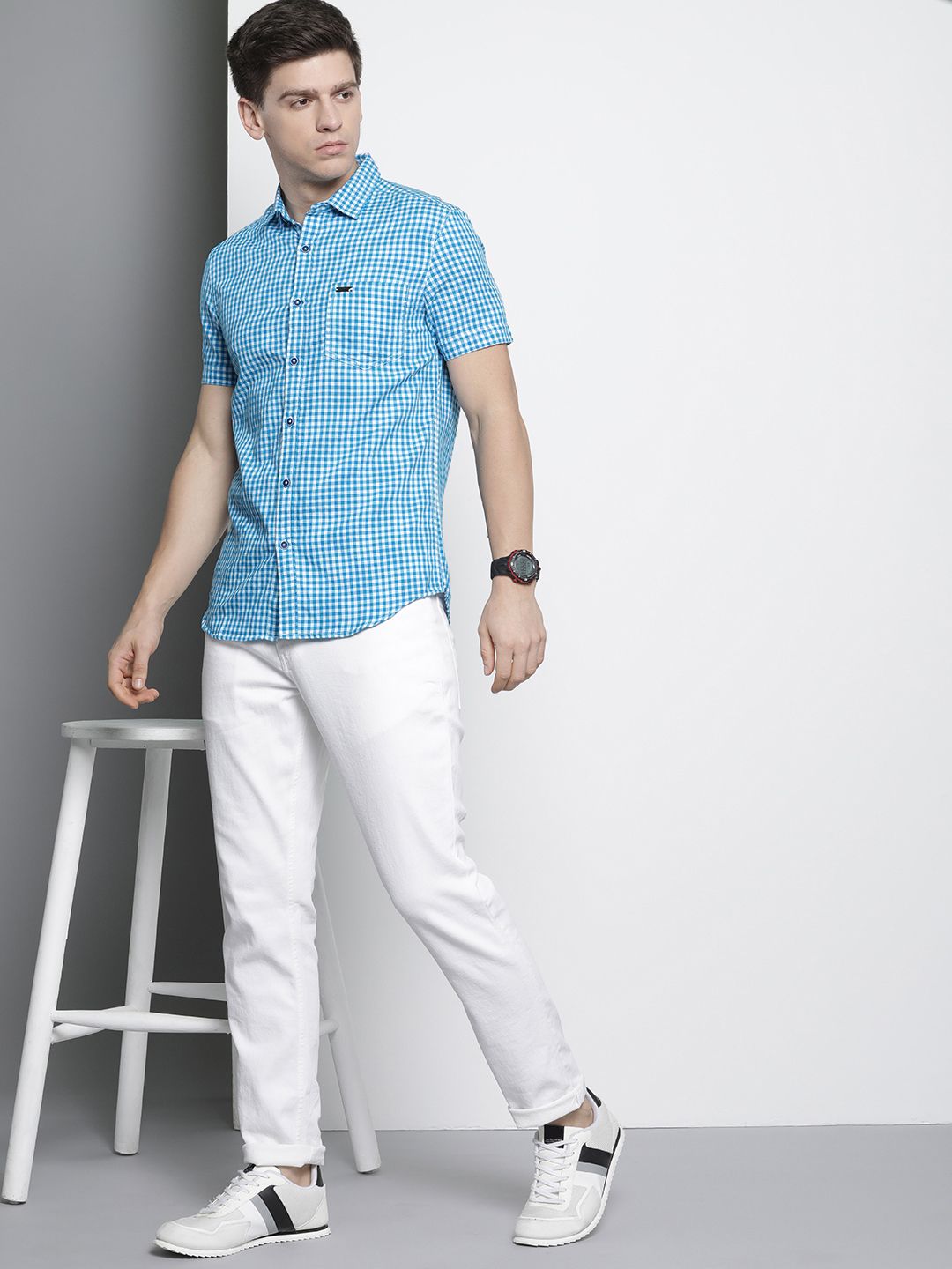 The Indian Garage Co Men Slim Fit Grid Tattersall Checked Casual Shirt