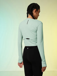 HRX by Hrithik Roshan New Era Story Rapid-Dry Cut Out Running Crop T-shirt