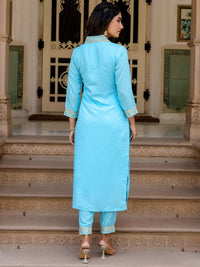 KALINI Floral Yoke Design Kurta With Trousers & Dupatta