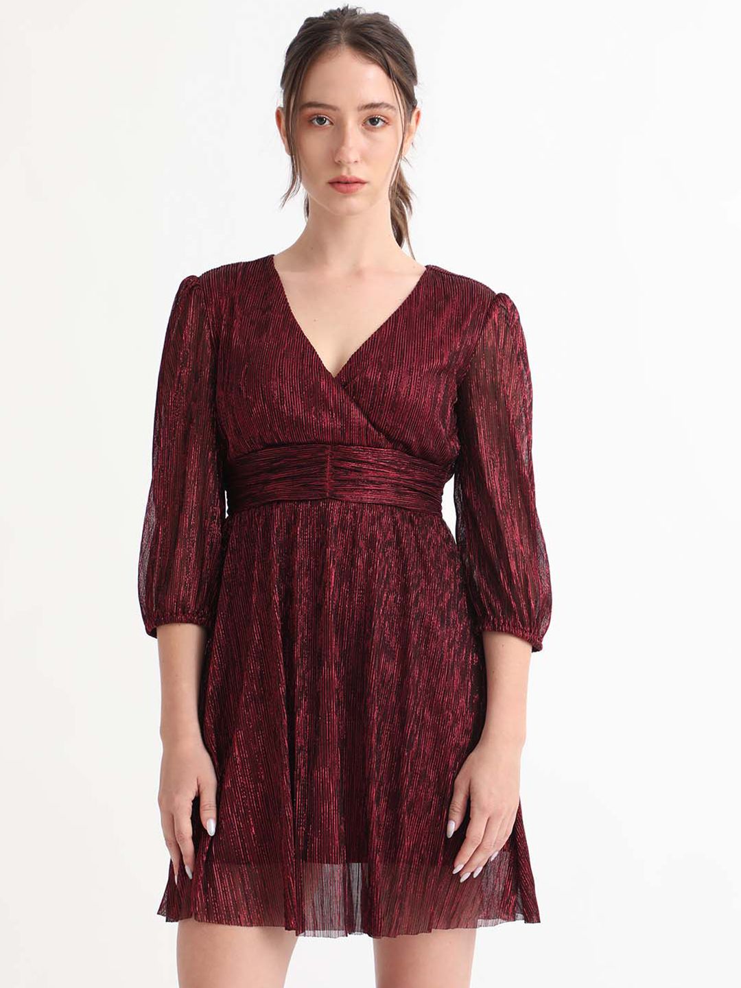 RAREISM V-Neck Fit & Flare Dress