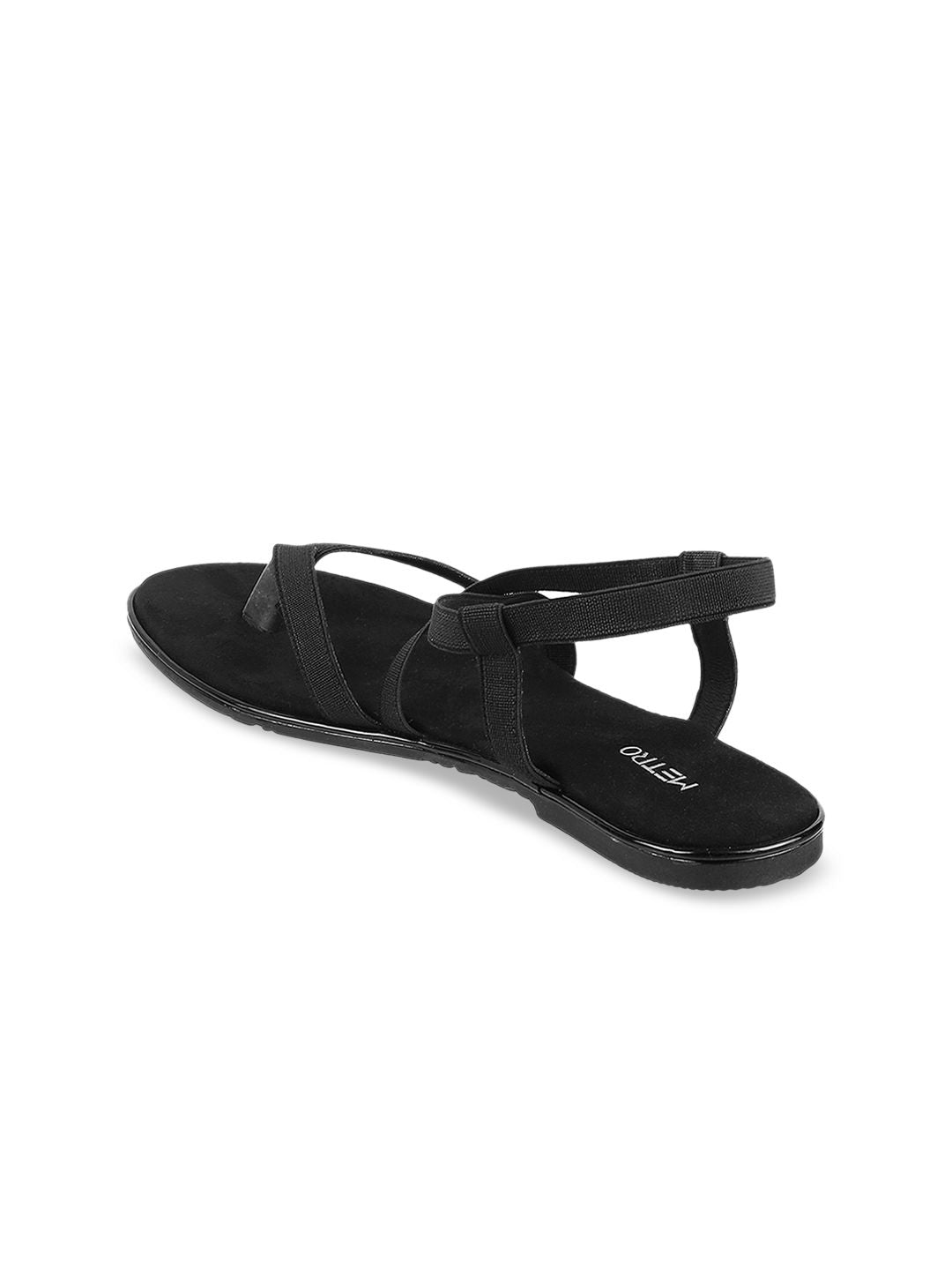Metro Women Black Solid Open Toe Flats