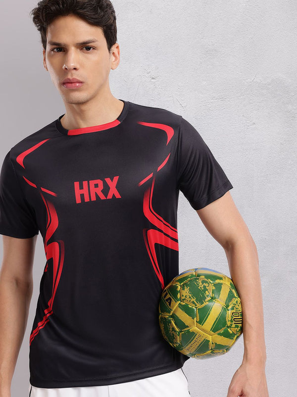 Hrx oleh Hrithik Roshan Logo Jenama & T-Shirt Bola Sepak Abstrak