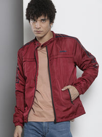 The Indian Garage Co Men Maroon Solid Tailored Jacket