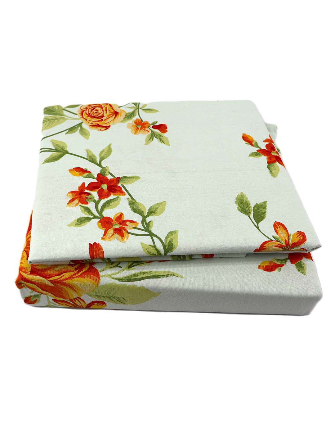 BOMBAY DYEING Cardinal Blue Floral Printed Cotton 120 TC Queen Bedsheet Set 2.54 x 2.24m