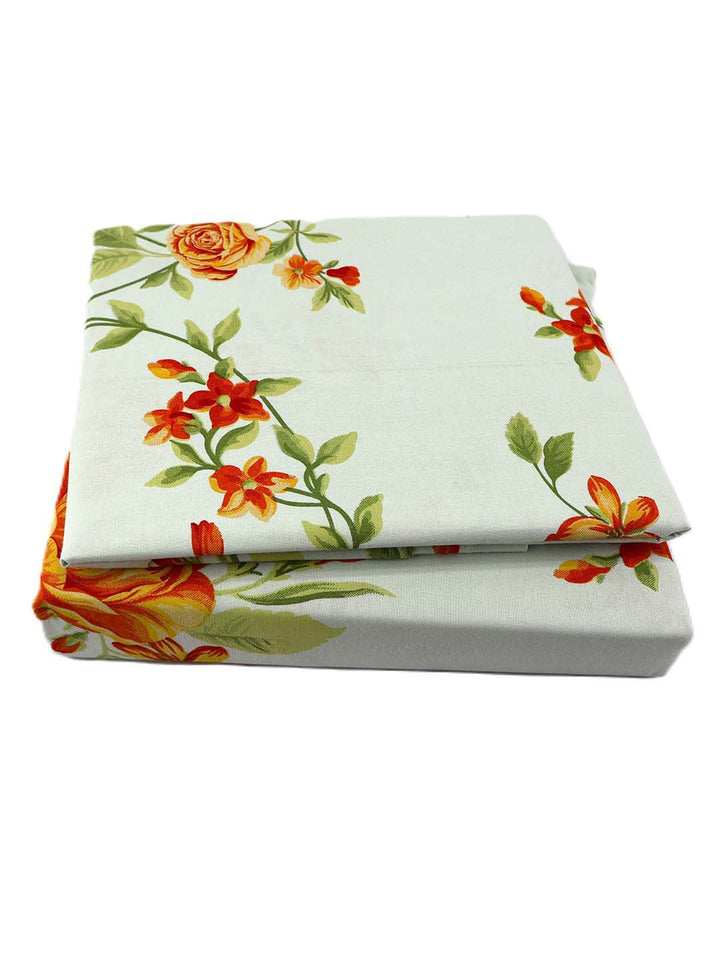 BOMBAY DYEING Cardinal Blue Floral Printed Cotton 120 TC Queen Bedsheet Set 2.54 x 2.24m