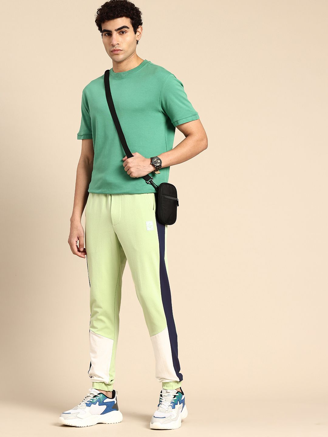 Being Human Men Knitted Striped Pure Cotton Joggers