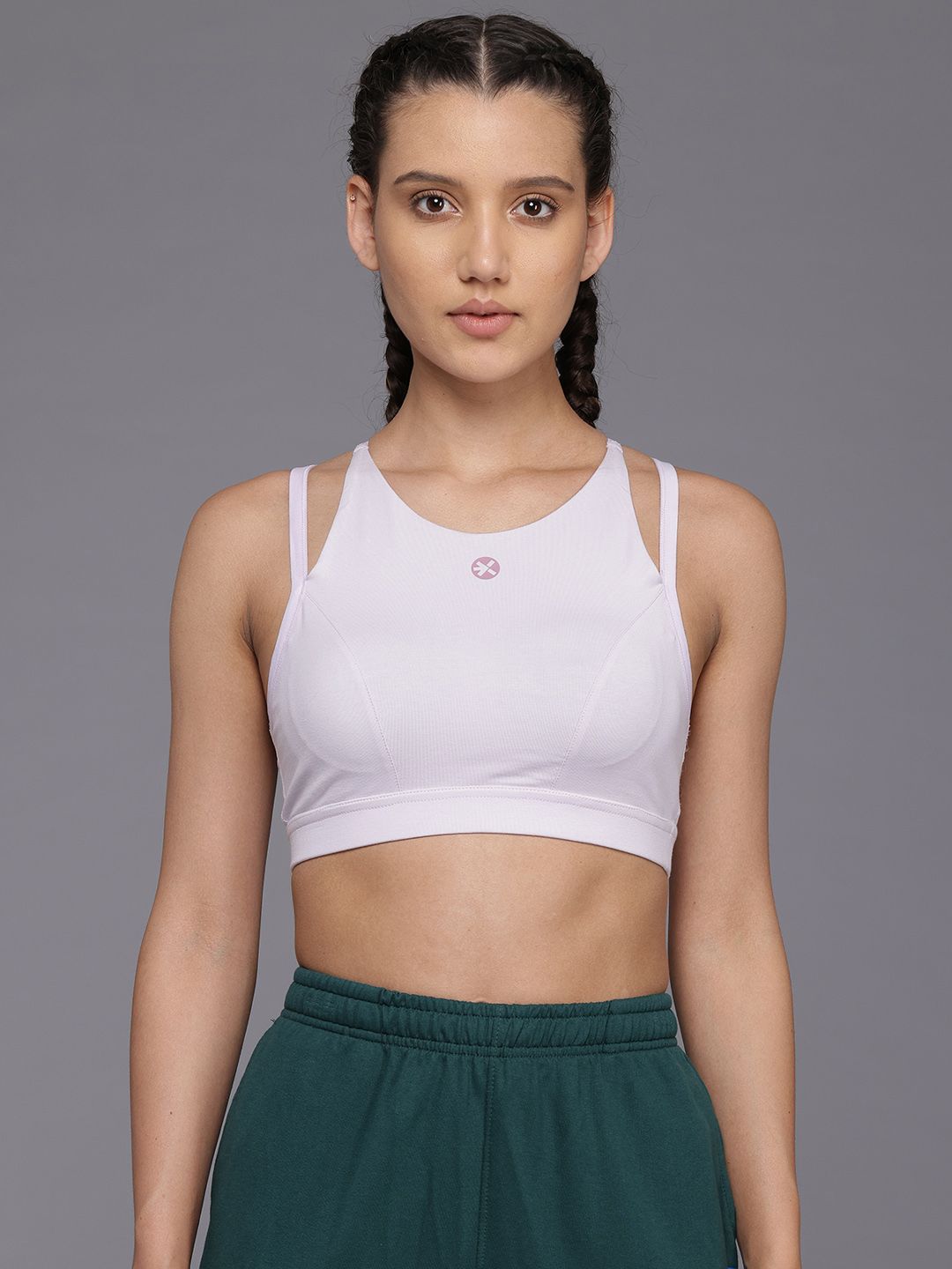 HRX by Hrithik Roshan Styled Back Medium Coverage Lightly Padded Workout Bra KY018_03