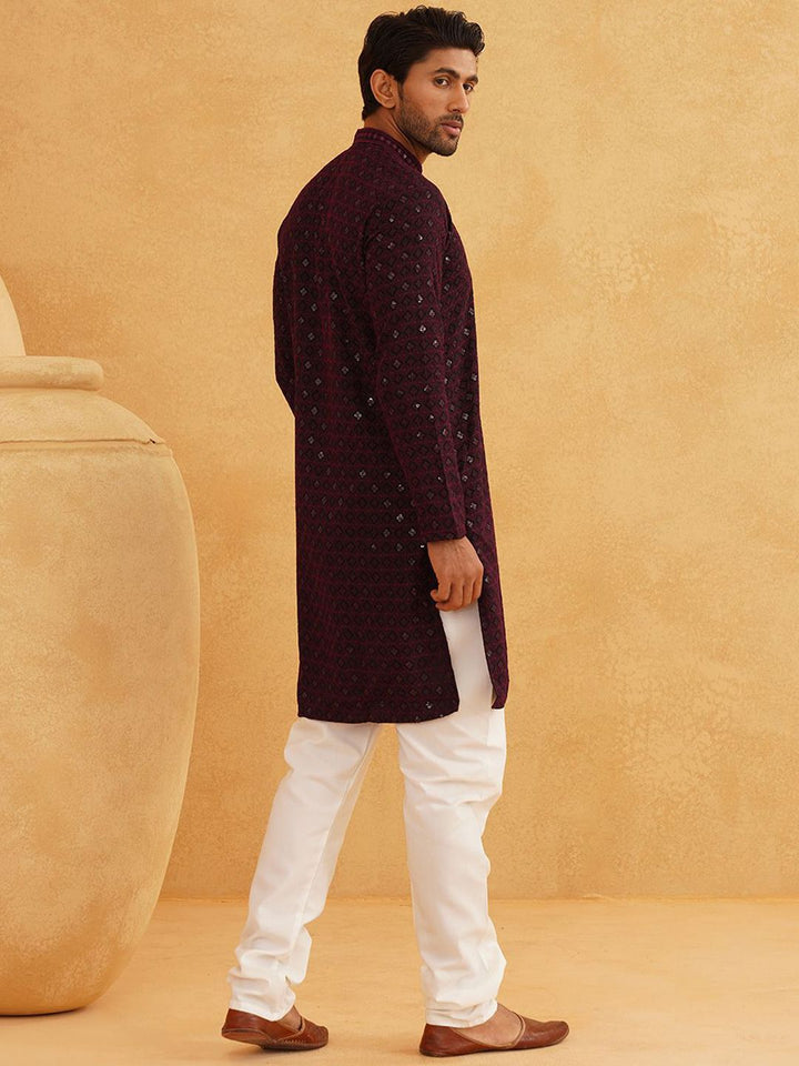SOJANYA Geometric Embroidered Regular Sequinned Pure Cotton Kurta With Churidar