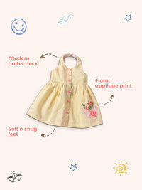 Nauti Nati Girls Yellow Checked Fit and Flare Dress