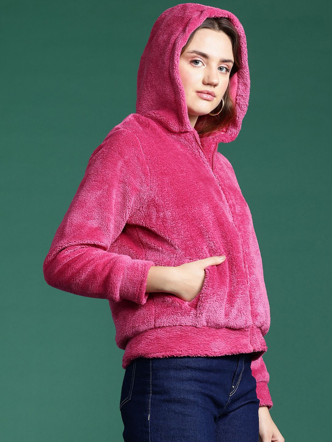 DressBerry Women Faux Fur Hooded Tailored Jacket