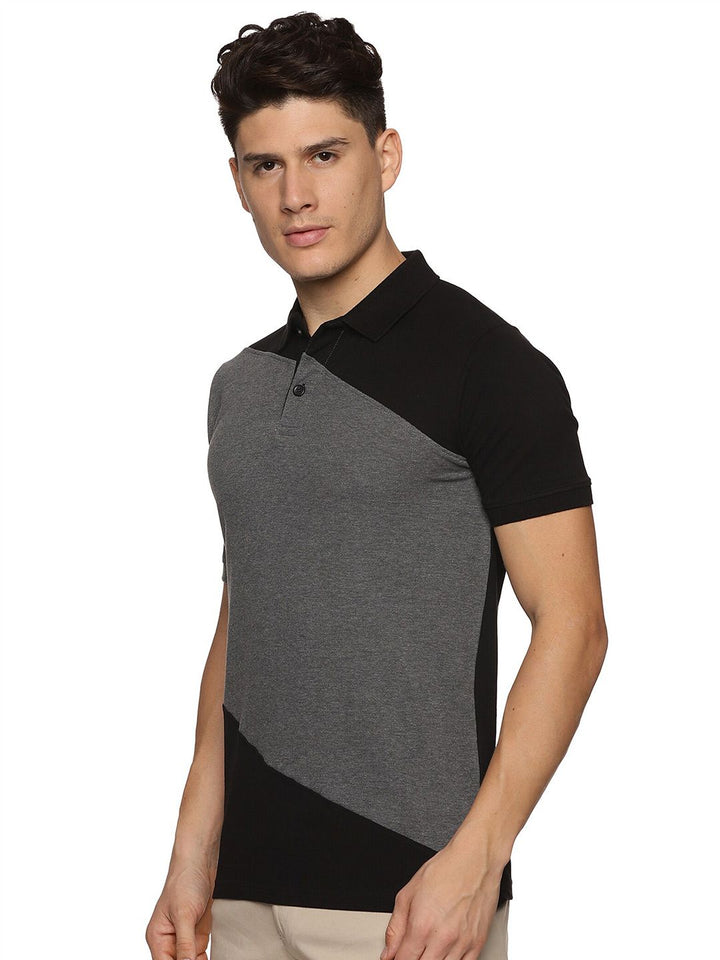 ADRO Colourblocked Cotton Polo Collar T-shirt