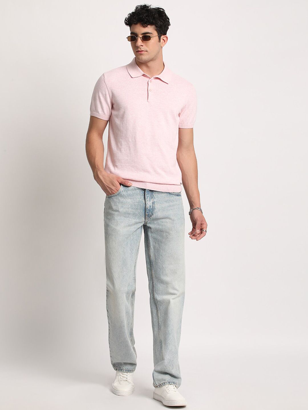 THE BEAR HOUSE Men Solid Slim Fit Cotton Polo Collar T-Shirt