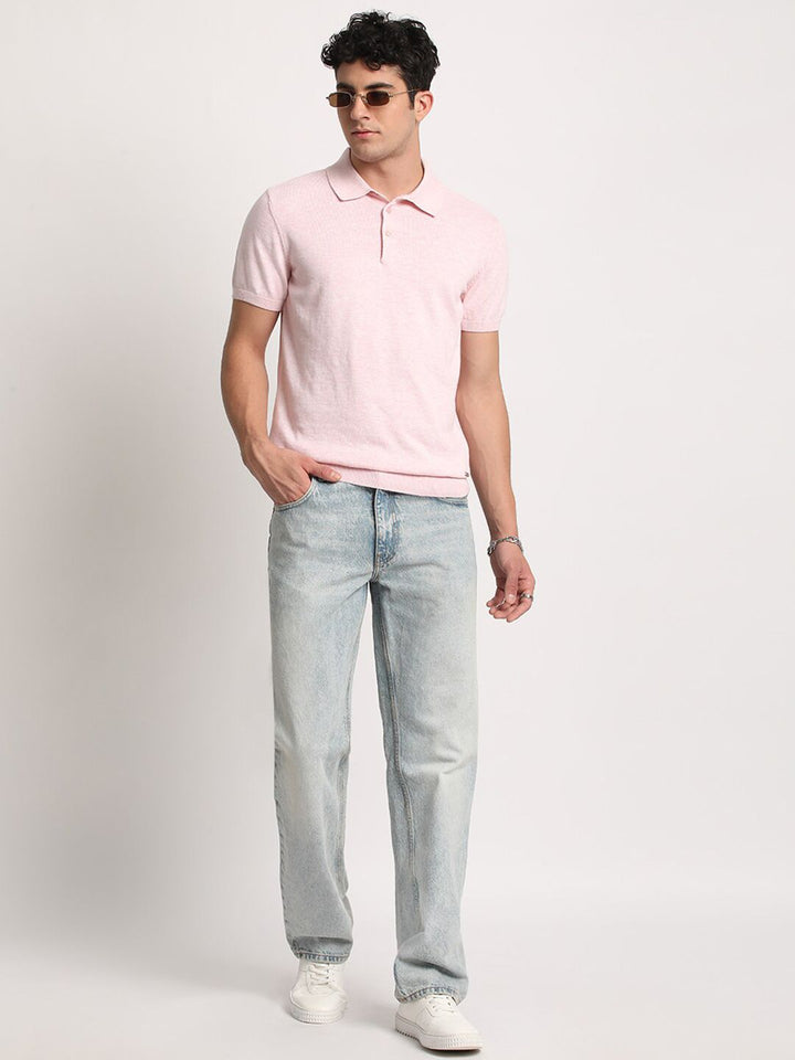THE BEAR HOUSE Men Solid Slim Fit Cotton Polo Collar T-Shirt