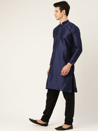 SOJANYA Lelaki Navy Blue Solid Kurta Lurus