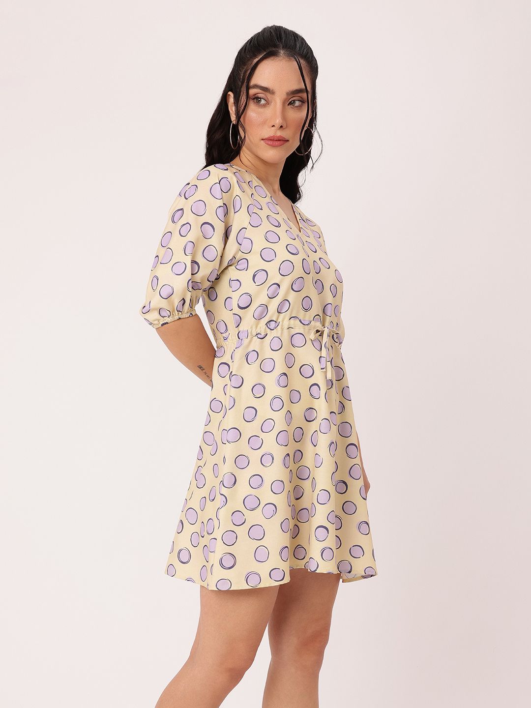 DressBerry Printed Waist Tie-Ups A-Line Mini Dress
