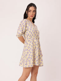 DressBerry Printed Waist Tie-Ups A-Line Mini Dress
