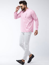 SOJANYA Men Pink Solid Kurta Lurus
