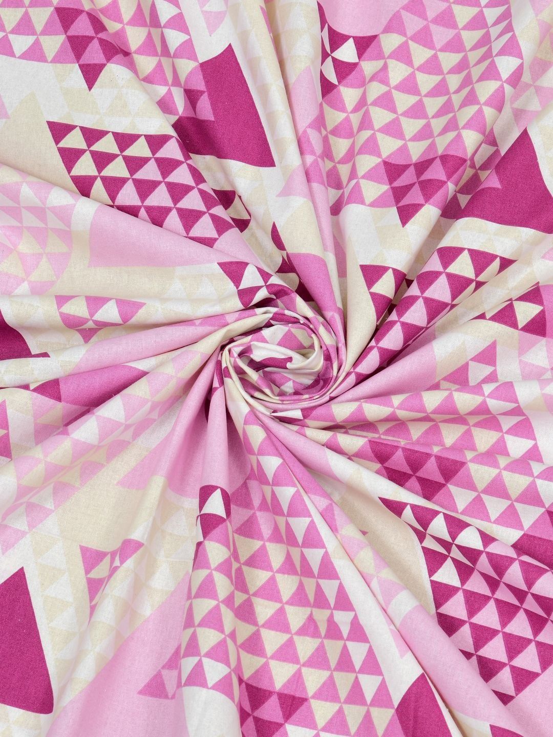 BOMBAY DYEING Epigram Pink Geometric Pure Cotton 120TC Single Bedsheet Set 1.50 m X 2.74 m