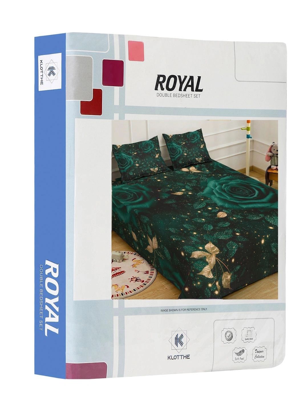 Moda Rapido X KLOTTHE Green & Gold-Toned Floral 400 TC King Bedsheet with 2 Pillow Covers