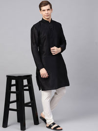 SOJANYA Lelaki Hitam Solid Kurta Lurus