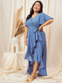 Berrylush Curve Floral Printed Wrap Dress