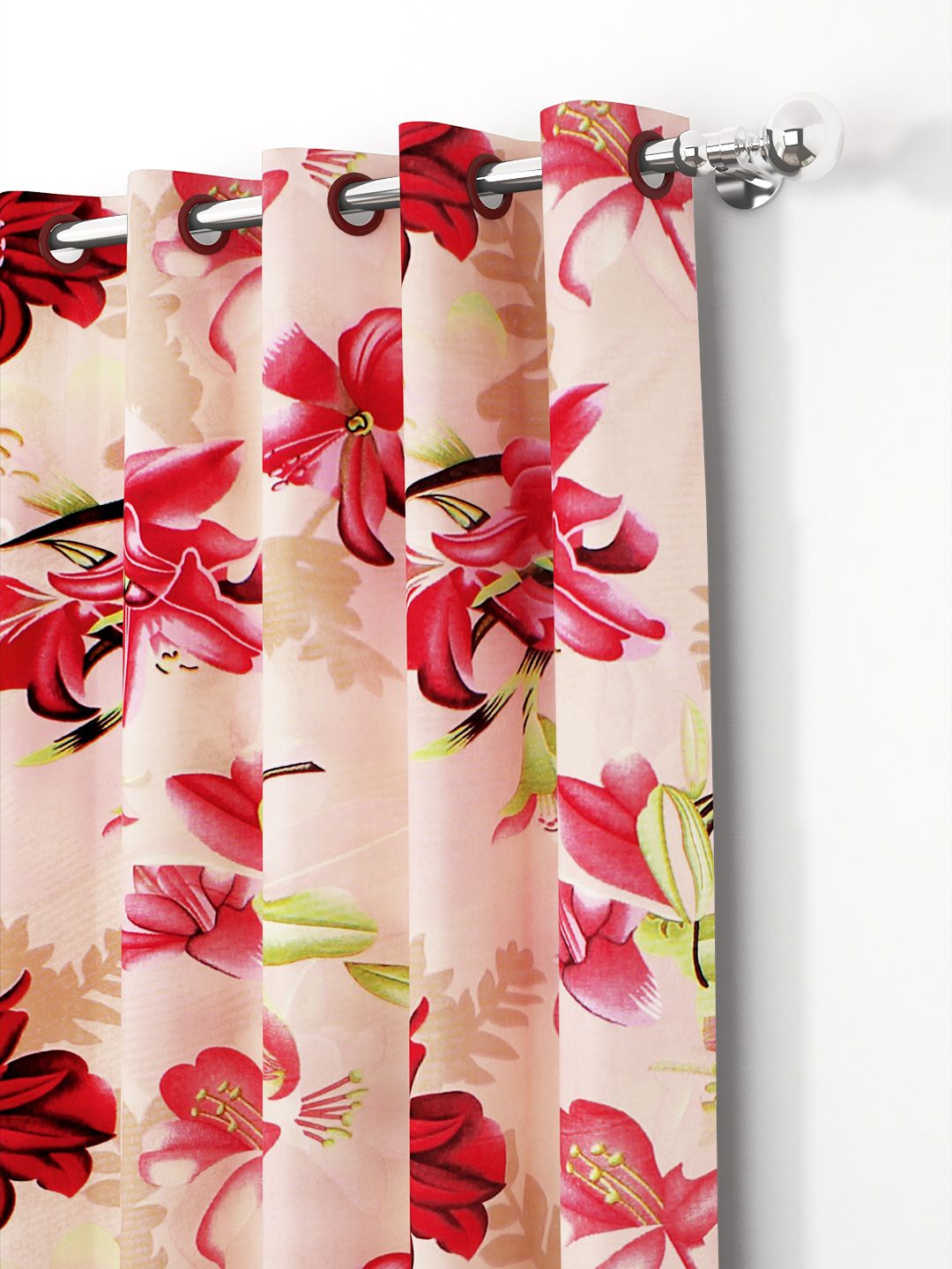 Story@home Pink & Mustard 2-Pieces Floral Door Curtains
