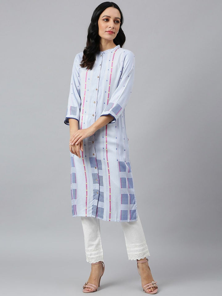 W Women Geometric Print Straight Kurta