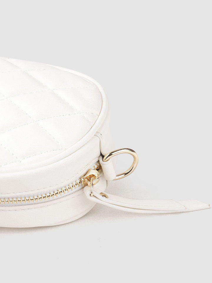 Lino Perros Women White Quilted Sling Bag Cum Fanny Pack