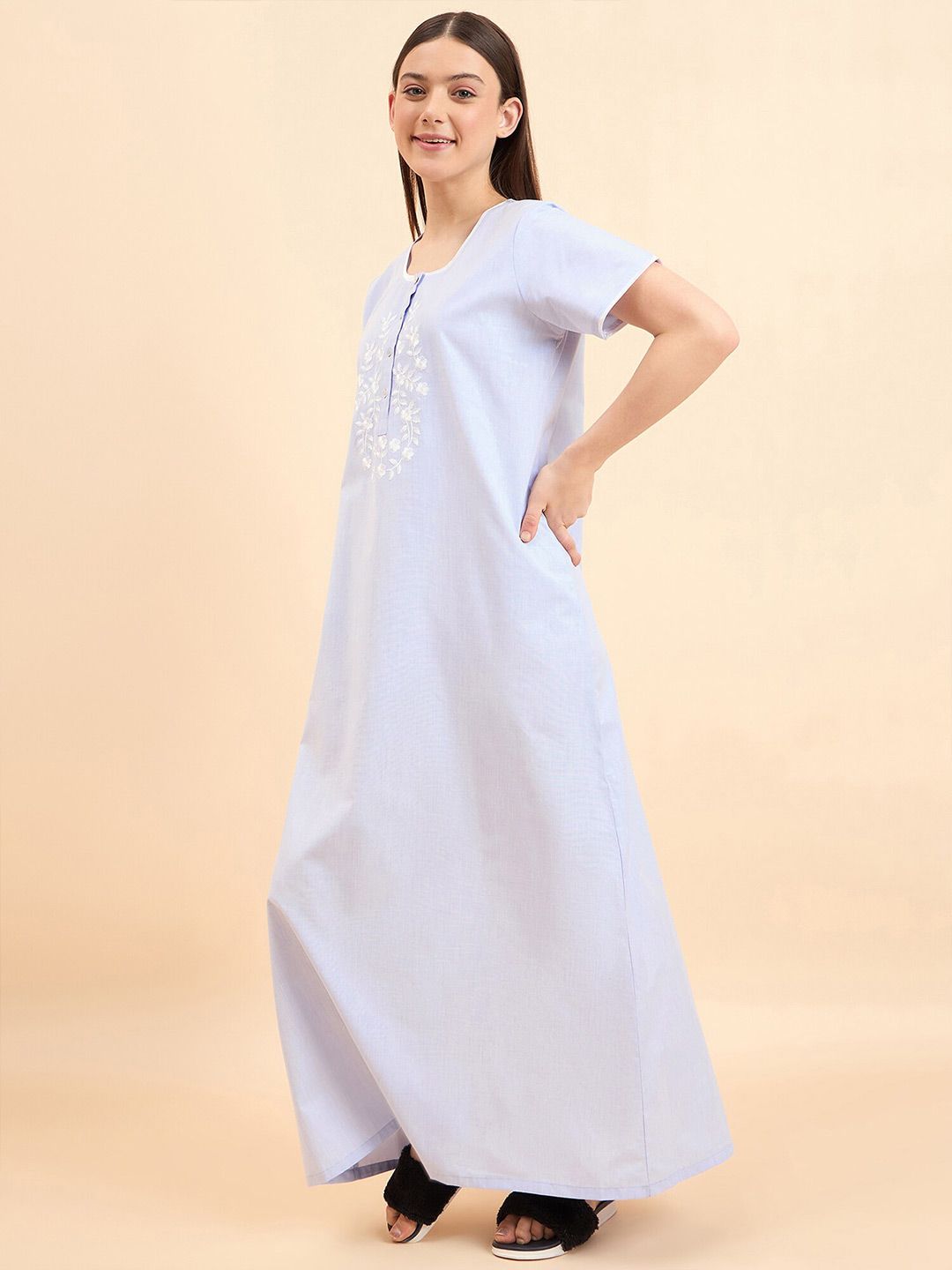 Sweet Dreams Blue Printed Maxi Nightdress