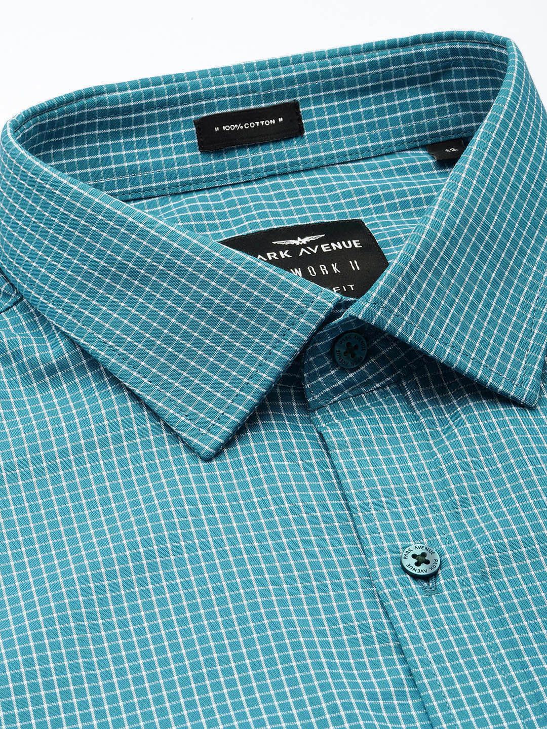 Park Avenue  Slim Fit Micro Checks Pure Cotton Formal Shirt