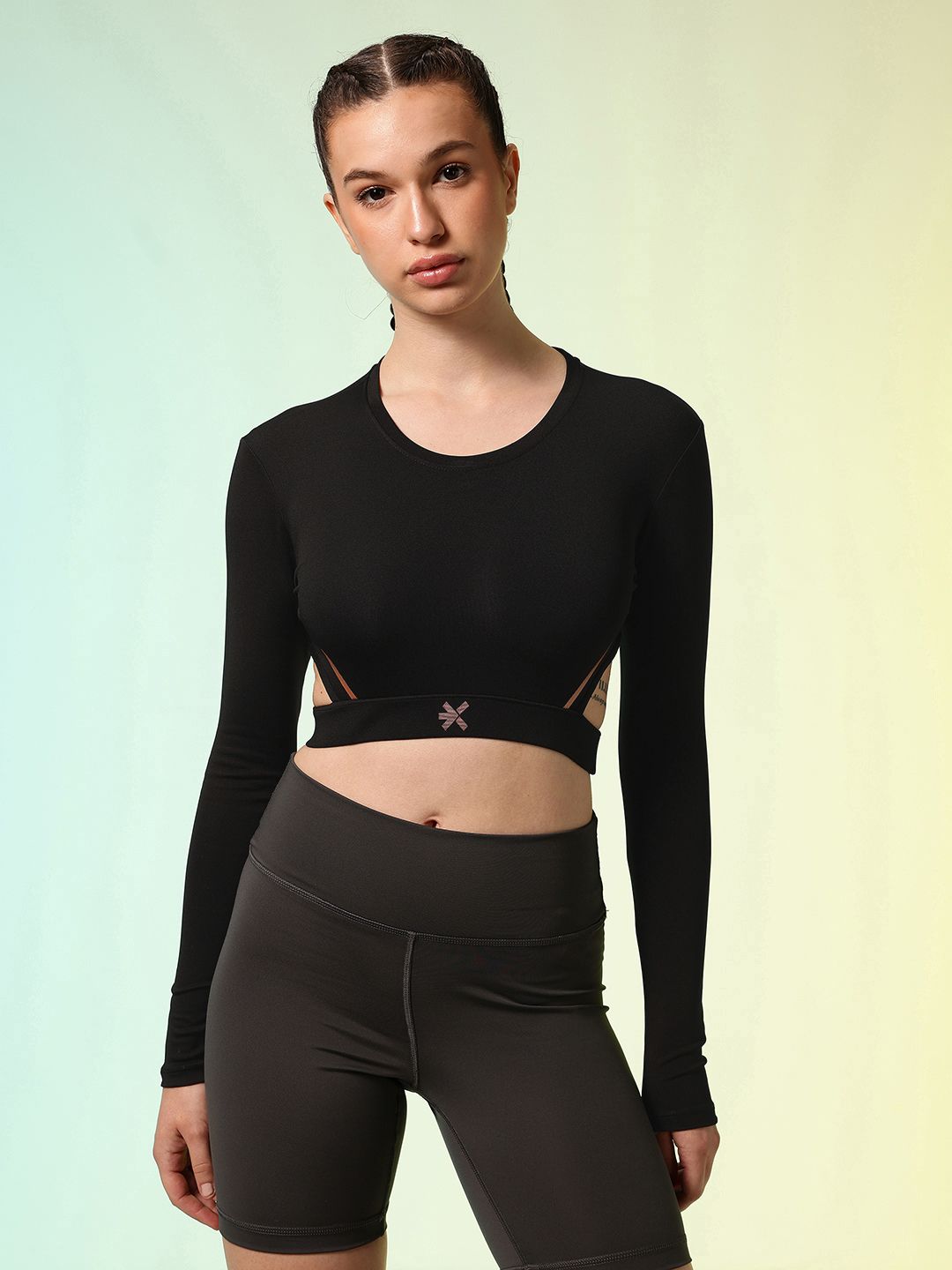 HRX by Hrithik Roshan ACTIVE-GODDESS Cut Outs Slim Fit Rapid Dry Training Crop T-shirt