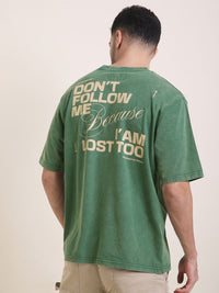Difference Of Opinion Men Oversized Acid Wash Printed Tshirt