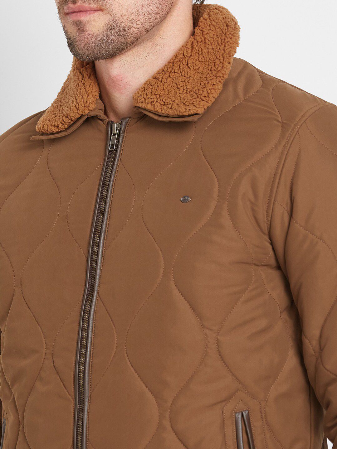 Being Human Spread Collar Faux Fur Trim Quilted Jacket