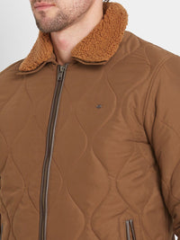 Being Human Spread Collar Faux Fur Trim Quilted Jacket